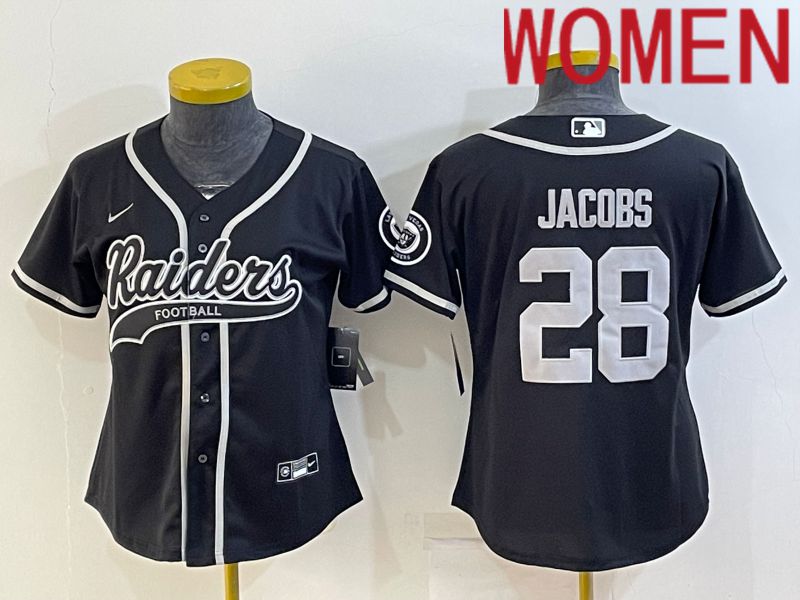Women Oakland Raiders 28 Jacobs Black 2022 Nike Co branded NFL Jerseys